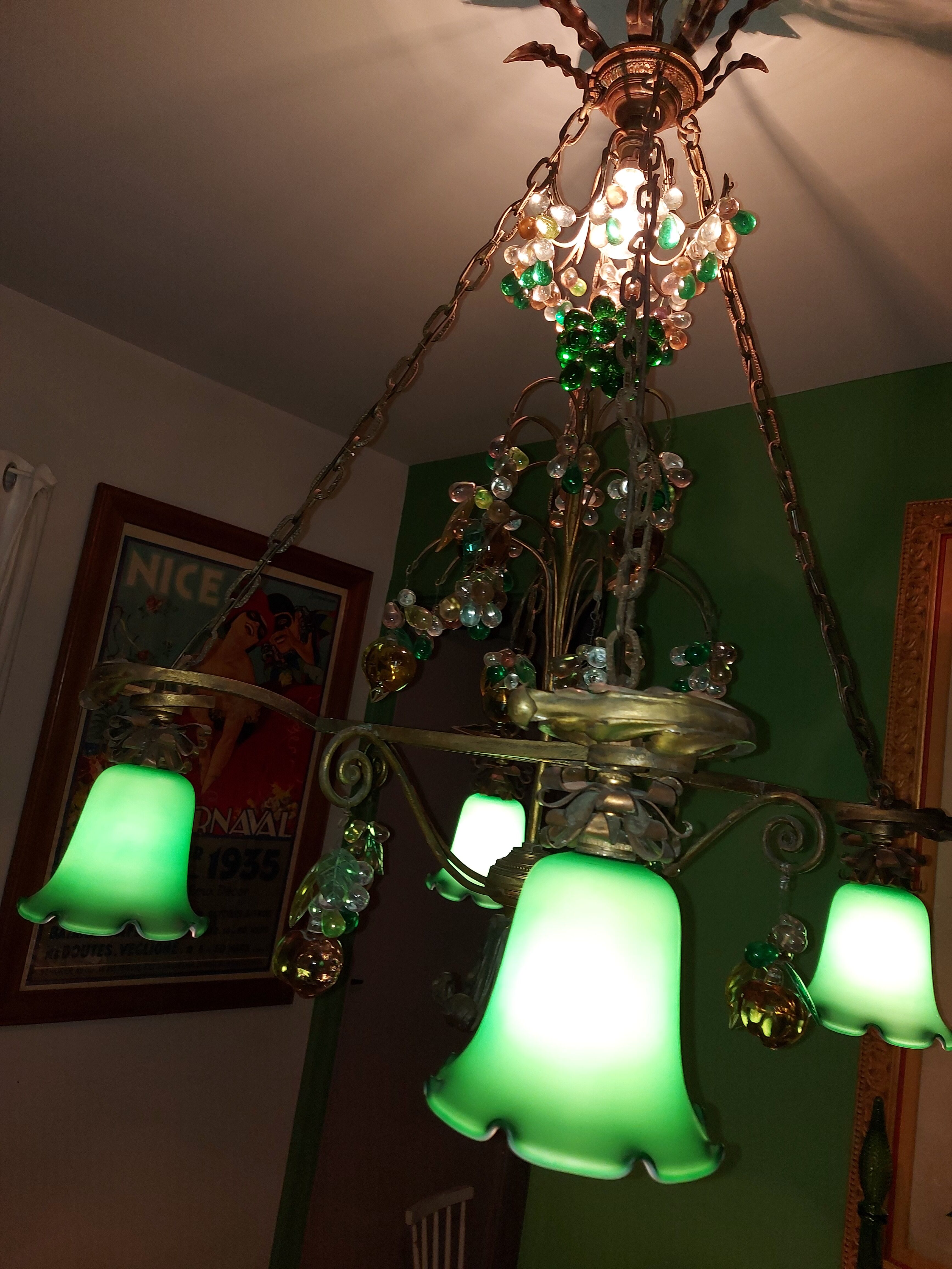 Very large art nouveau chandelier Murano (1 meter)