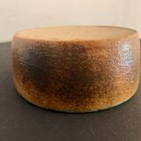 Round ashtray signed in sandstone with glazed interior