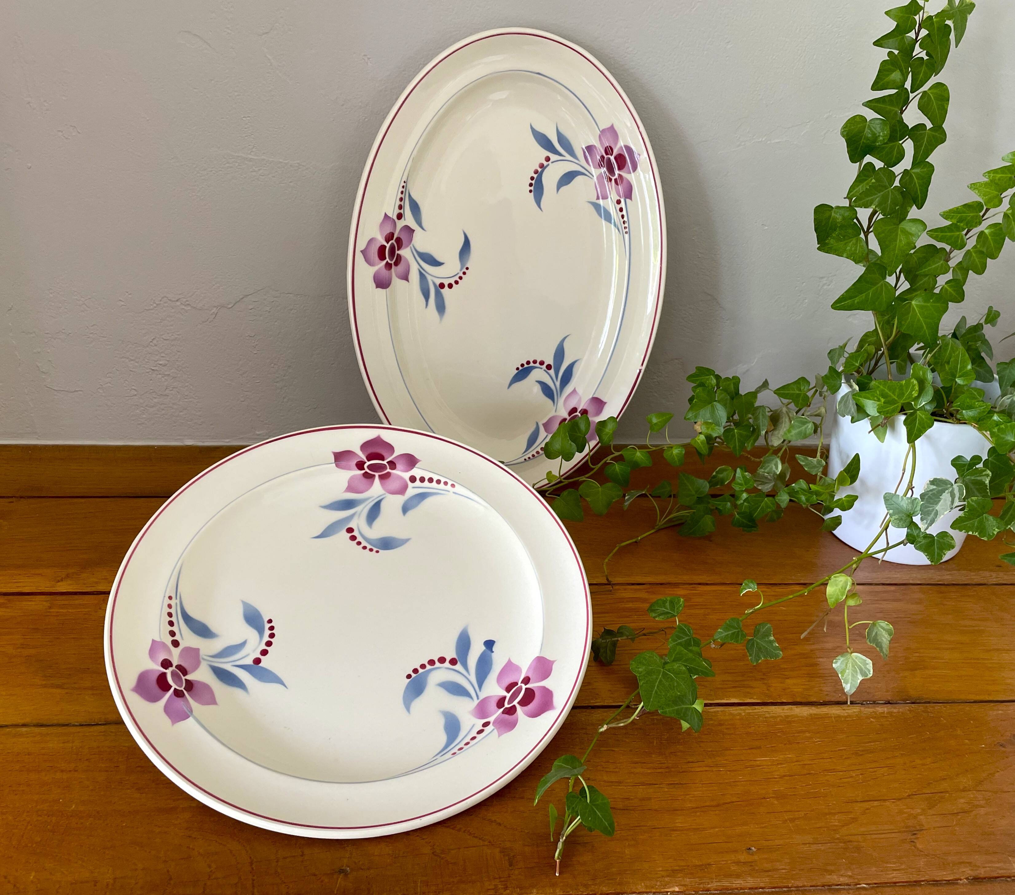 Antique serving dish in Saint-Amand earthenware (Nord)