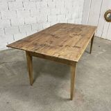 Oak farm table with folding side 1900s