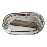 Rectangular stainless steel dish in the Louis Vuitton style. Vintage swan head.