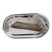 Plat rectangulaire en inox style . Louix vintage tête de signe.