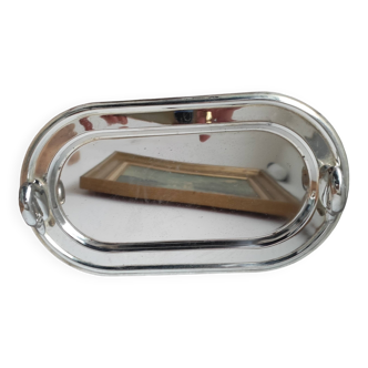 Plat rectangulaire en inox style . Louix vintage tête de signe.