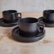 Lot de 3 tasses et sous-tasses en grès de Brenne