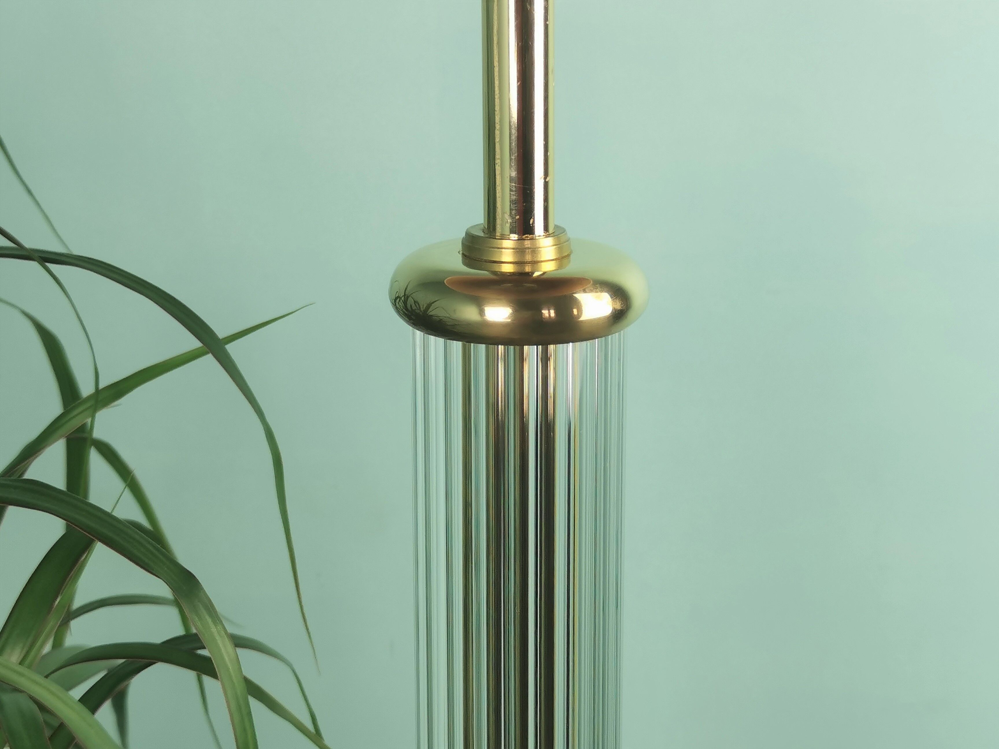 Lampadaire laiton et verre 80'