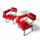 2 chaises en cuir rouge par Eileen Gray pour Alivar