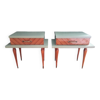 Pair of revisited vintage bedside tables