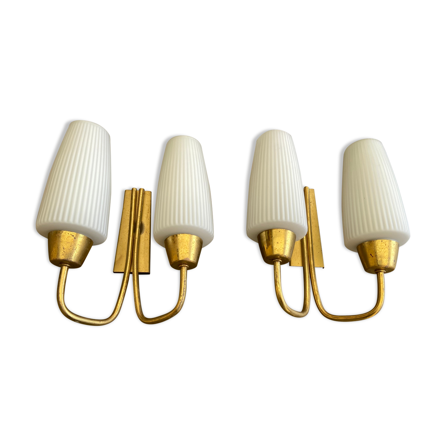 Pair of vintage mid-century wall appliques is 60s