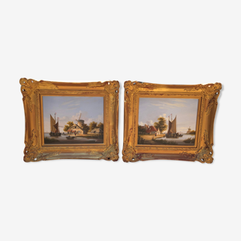 19th century English school depicting a beautiful pair of very finely painted navy