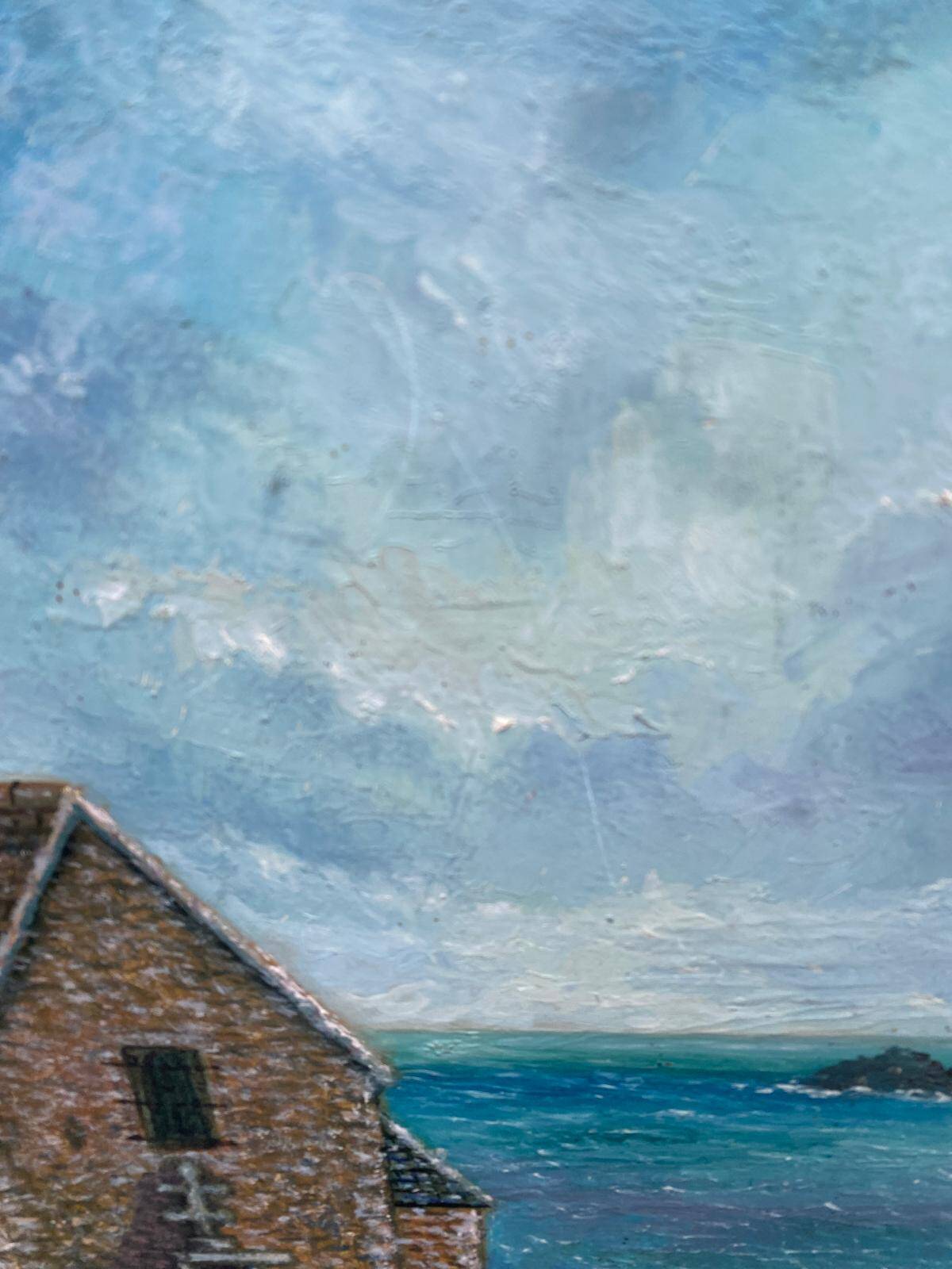 Oil painting on canvas, house by the sea, signed Lelaidier, 73x5