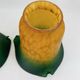 Pair of Antique Art Nouveau Tulips - Speckled Amber Green Glass