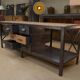 Industrial sideboard from metal and wood factory 1950