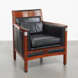 Fauteuil design Art Déco Schuitema de la série Decoforma en cuir noir