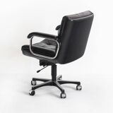 Vintage leather armchair. Swivel, on casters, multi-position. Norway, 1970s.