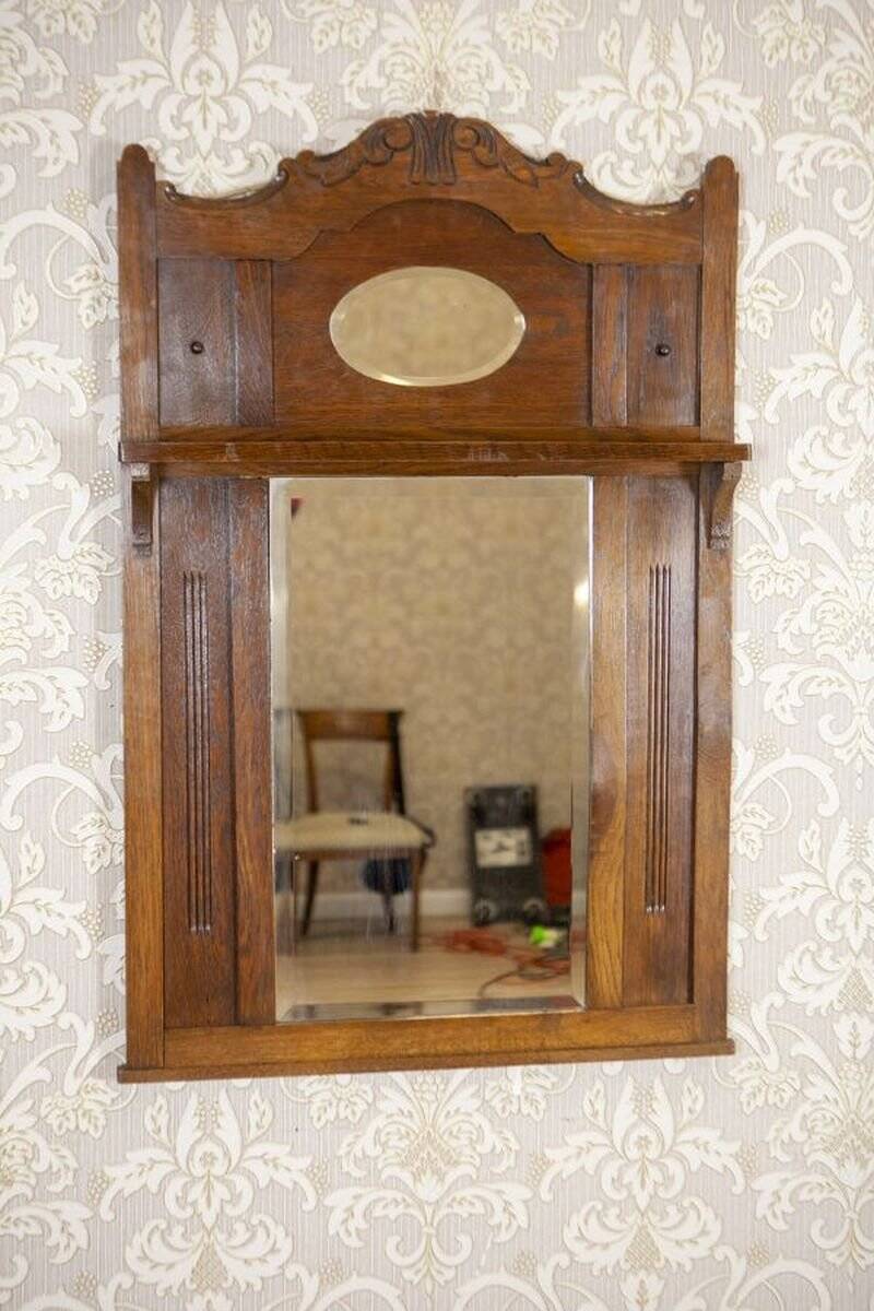 Art Nouveau Wall Mirror with Oak Frame, 1920s