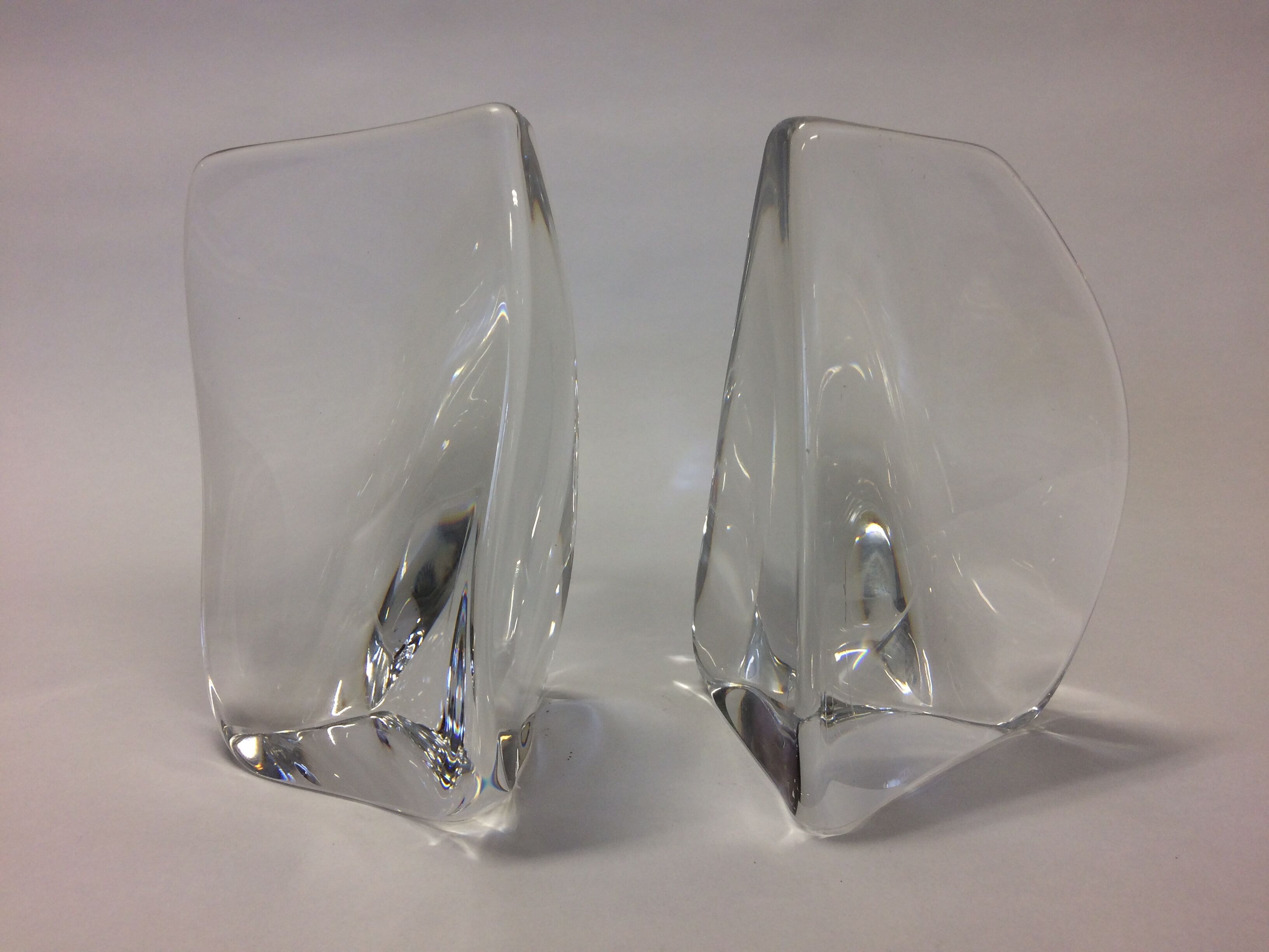 Pair of Daum crystal book ends, stamped