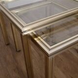 Tables gigognes en laiton et verre 1970