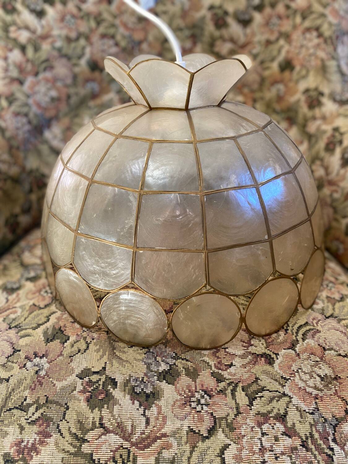 Vintage mother-of-pearl and brass pendant light