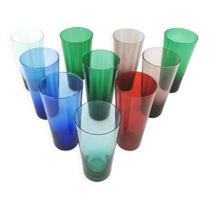 Lot de 10 verres multicolores