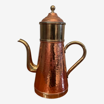 Teapot or coffee maker in copper and vintage brass
