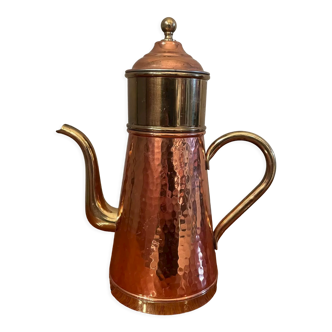 Teapot or coffee maker in copper and vintage brass