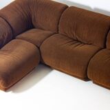Modular sofa in rust brown velvet by Doimo, 1970s