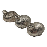 Salière poivrier et moutardier oiseaux en métal argenté style Gucci