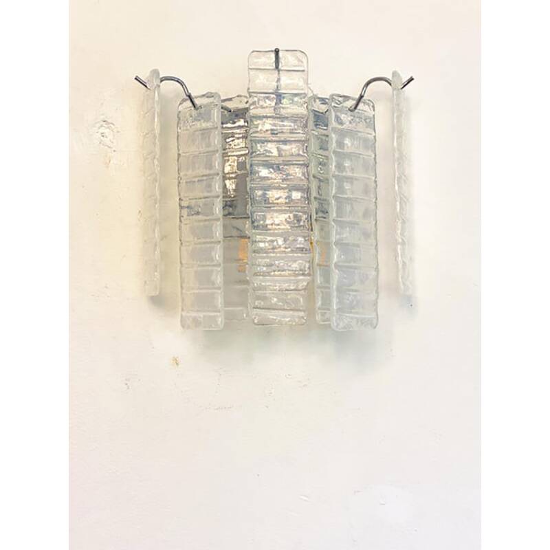 Set of Two Contemporary Opalino Strips “Listelli” Murano Glass Wall Sconces