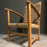 Fauteuil en corde de jonc de mer français des années 1950