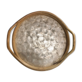 Round tray in mother of pearl and rattan
