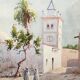 Watercolor Oasis in Biskra (Alegèrie) in 1902 signed CH