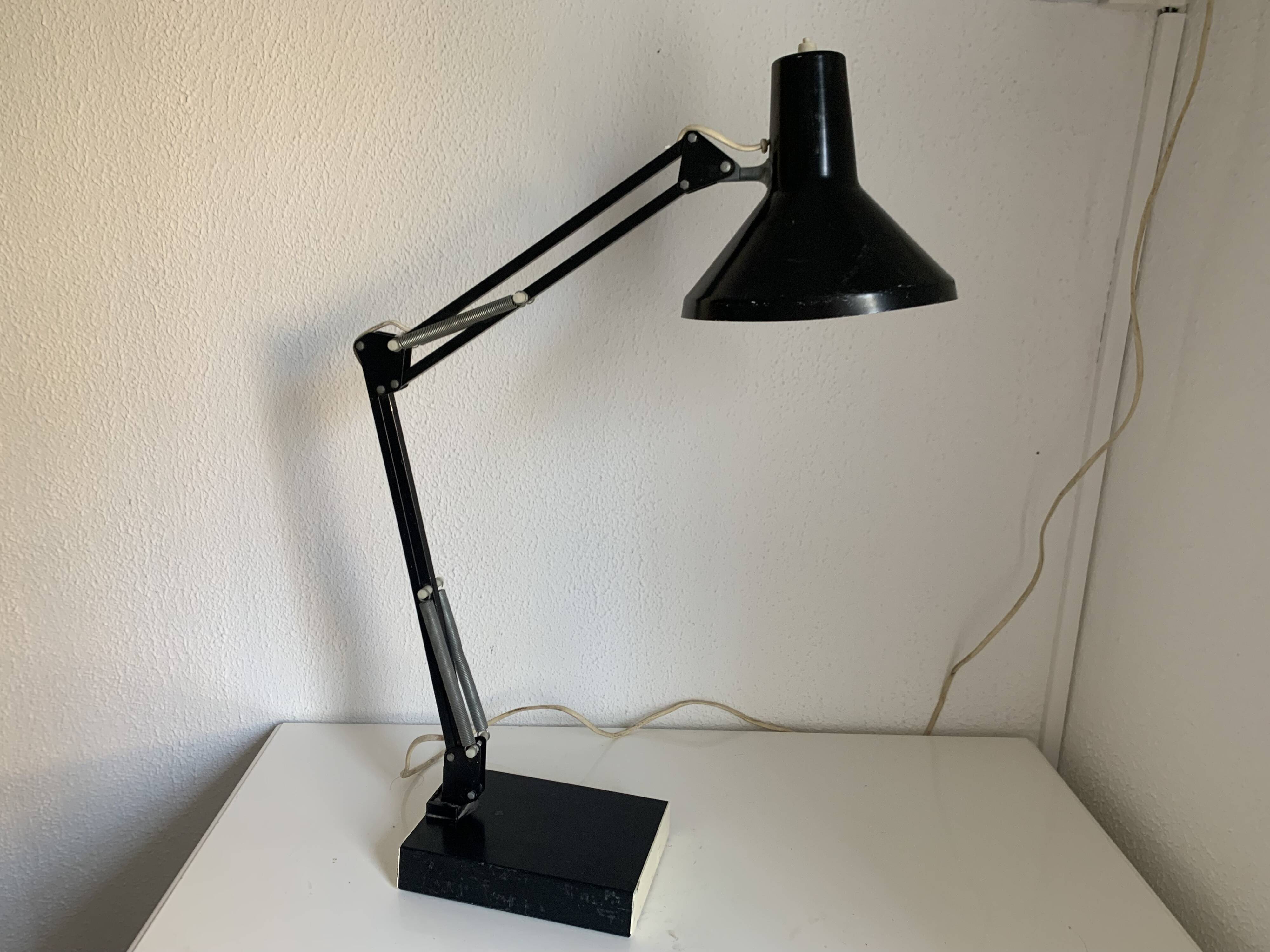 Vintage 1970s Twist architect's black desk lamp - 70 cm