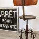 Chaise industrielle réglable ancienne avec dossier, pièce de caractère