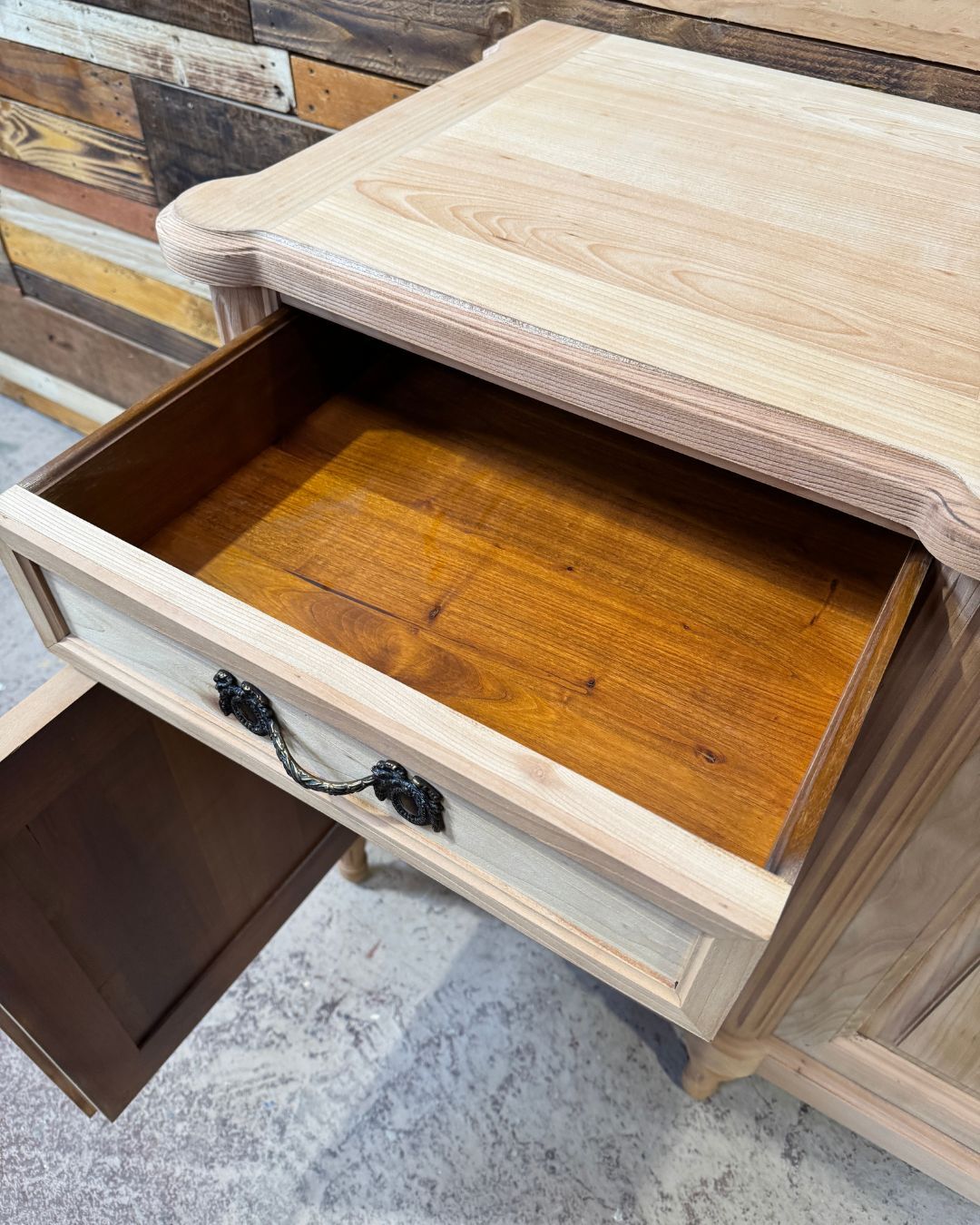 Aero-sanded cherry wood enfilade