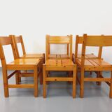 Set of 6 vintage Les Arcs chairs in pine from the 60s 70s