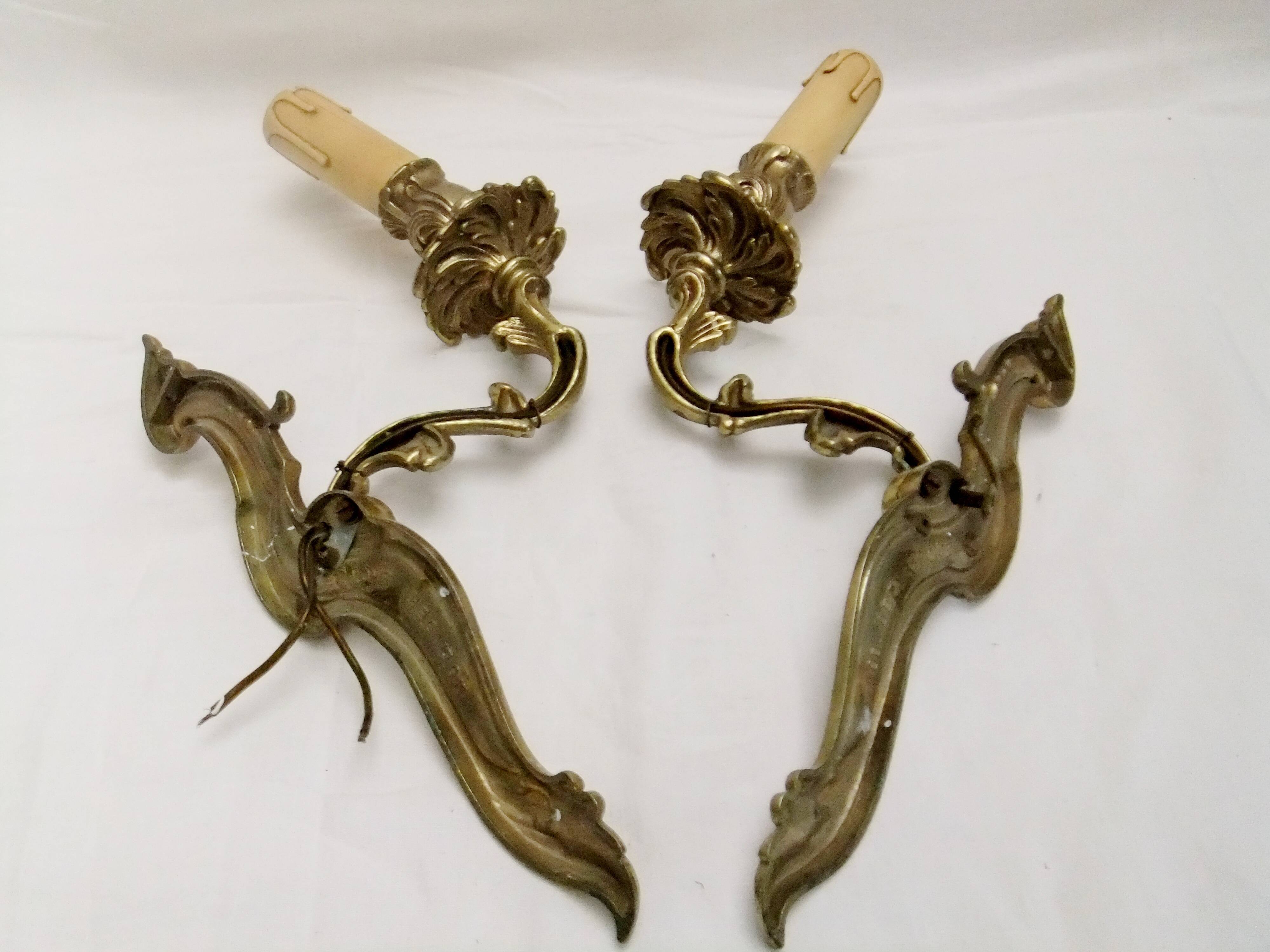 Wall light pair solid bronze Registered Model candle holder