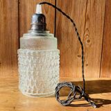 Globe hanging lamp in vintage molded glass