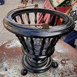 Openwork pot cover copper handle