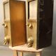 Pair of old coffee silos, coffee bean dispenser