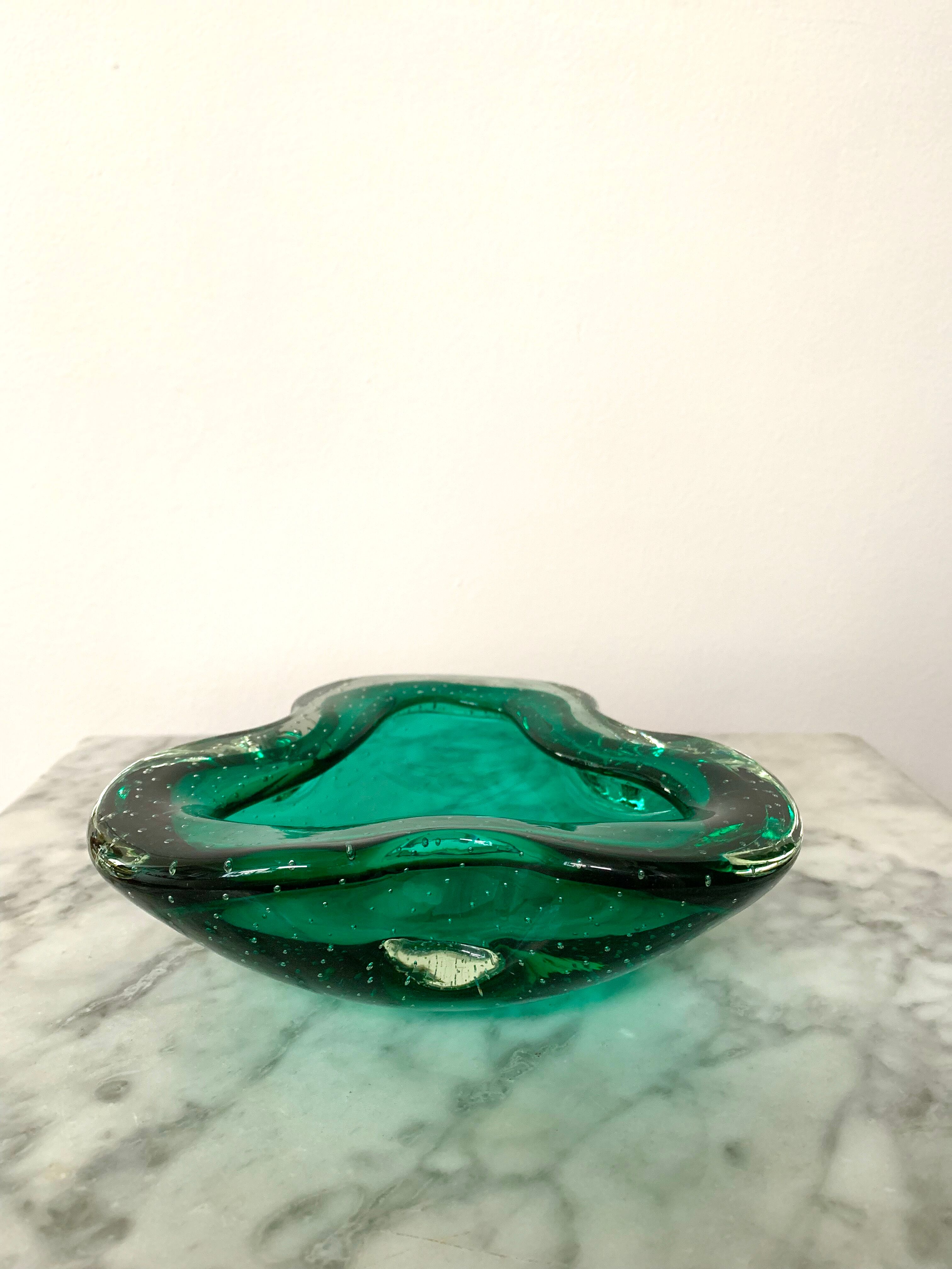 Murano bulicante green bowl