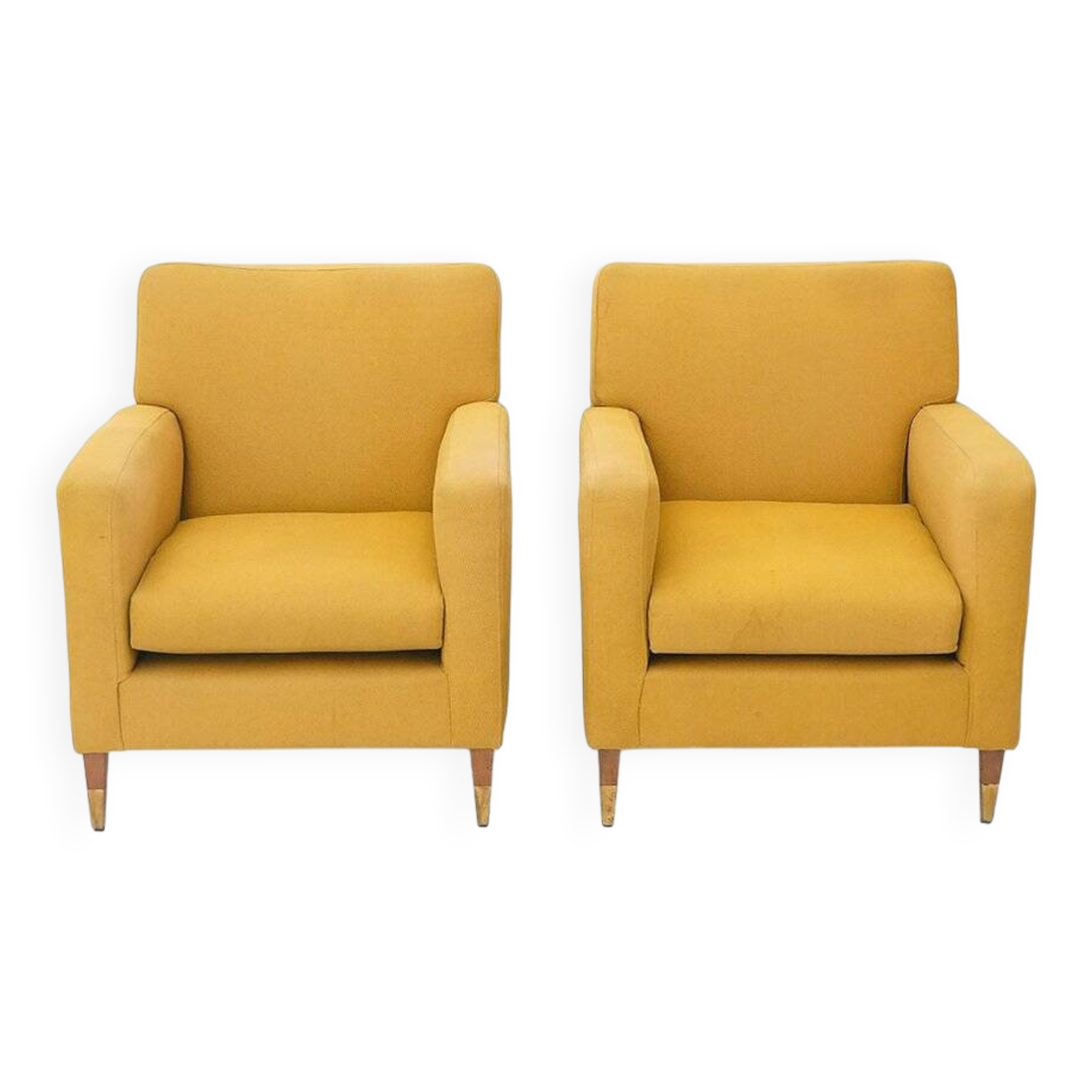 Yellow fabric armchairs, 1950s, set of 2