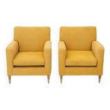 Yellow fabric armchairs, 1950s, set of 2