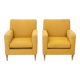 Yellow fabric armchairs, 1950s, set of 2