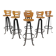 Vintage brutalist bar stools, set of 6 - 1970s