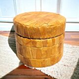 Chuff pouf leather patchwork 1970