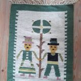 Small wool rug with a 70s Danish folk pattern.
