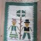Small wool rug with Danish folk motif from the 70s.