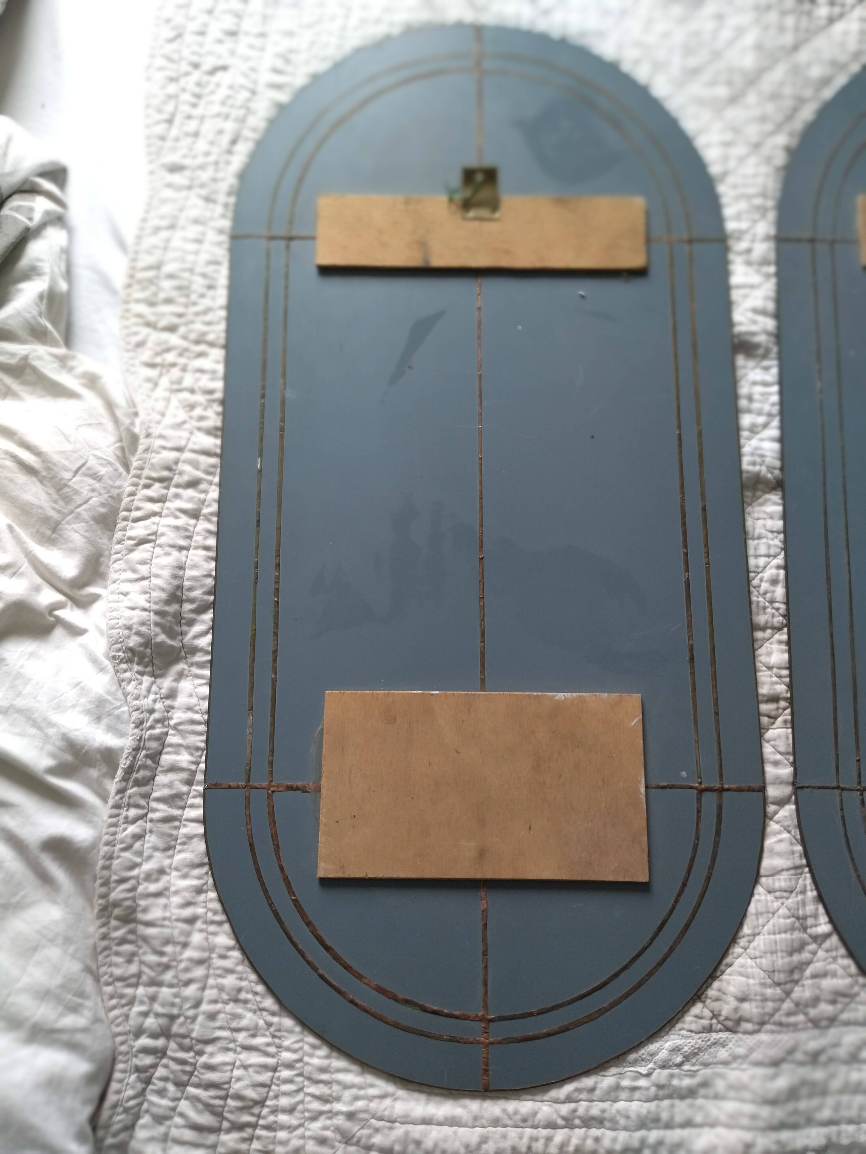 Pair of art deco wall mirrors 81x39cm