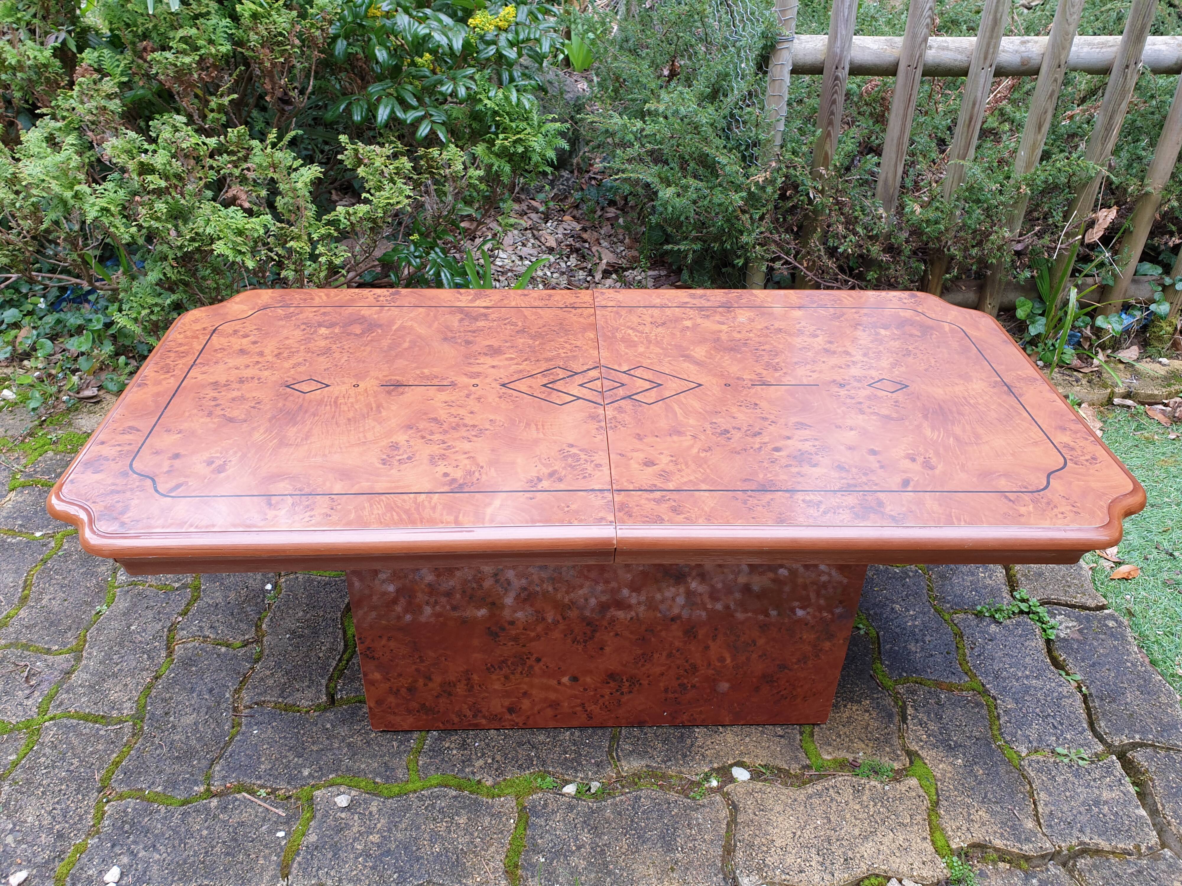 Elm burl cocktail coffee table