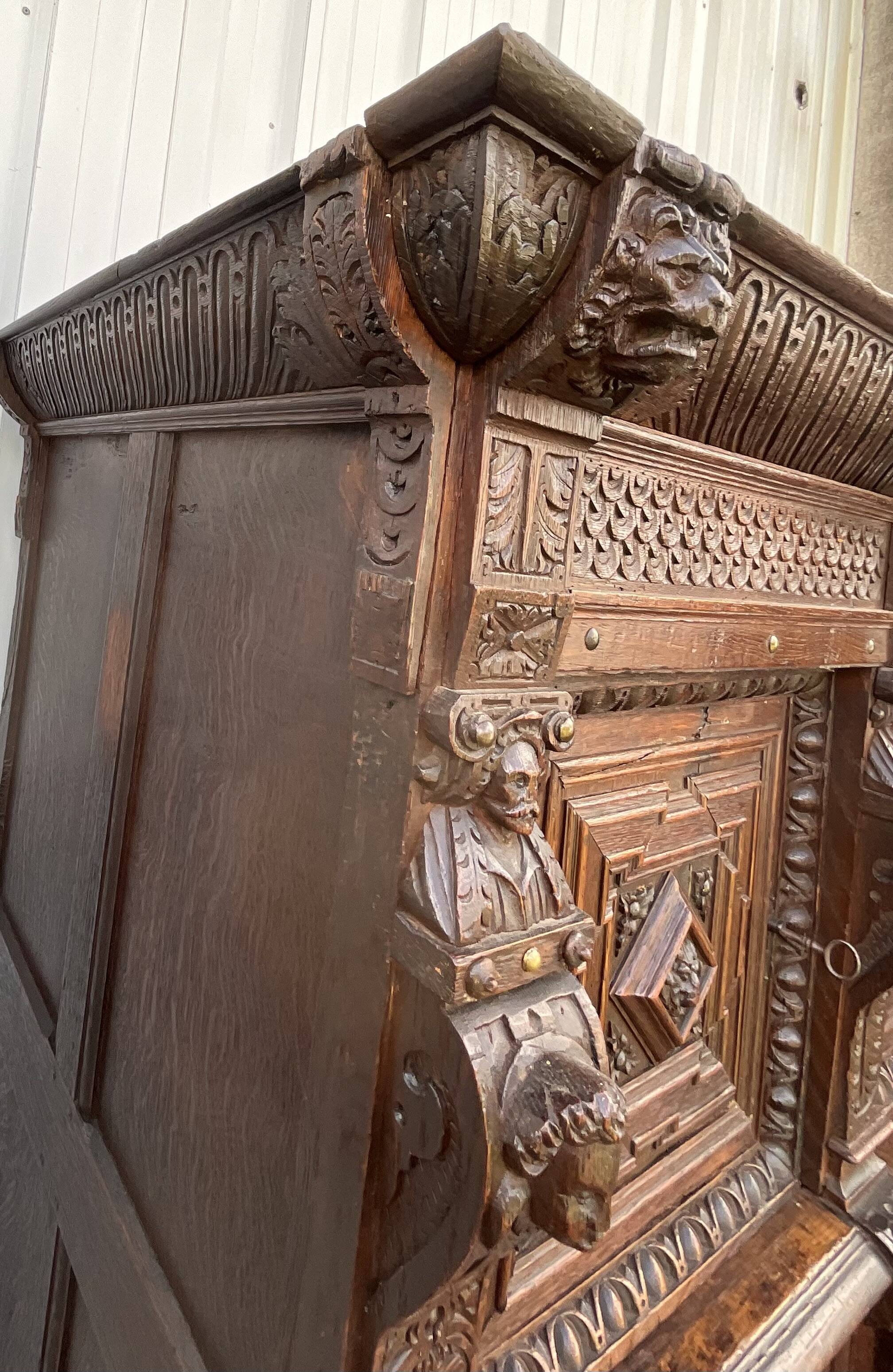 Renaissance Style Furniture in Solid Oak, Early 19th Century